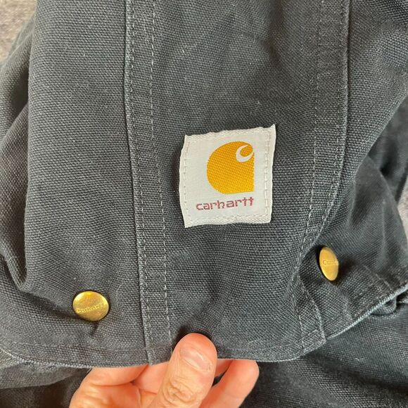 Vtg Carhartt Canvas Removable Hood Navy Blue Full Zip Jacket Quilt Lined XL/XXL - Picture 13 of 14